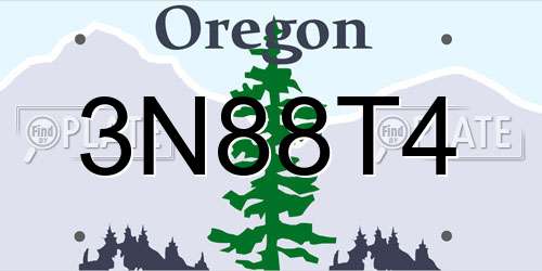 3N88T4 Oregon License Plate