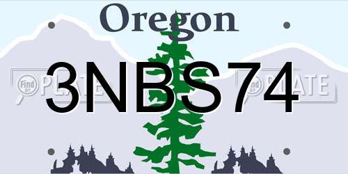 3NBS74 Oregon License Plate