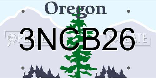 3NCB26 Oregon License Plate