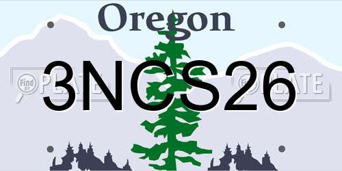 3NCS26 Oregon License Plate