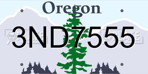 3ND7555 Oregon License Plate
