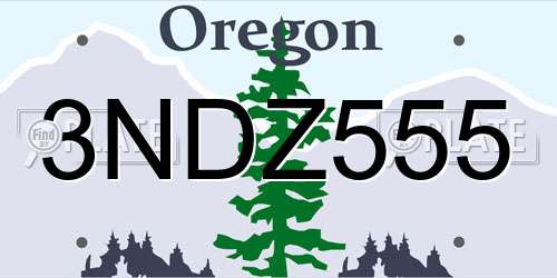 3NDZ555 Oregon License Plate