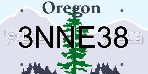 3NNE38 Oregon License Plate