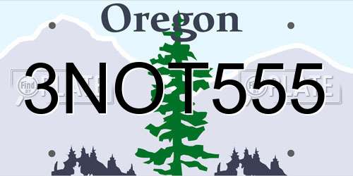3NOT555 Oregon License Plate
