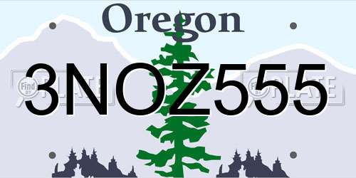 3NOZ555 Oregon License Plate
