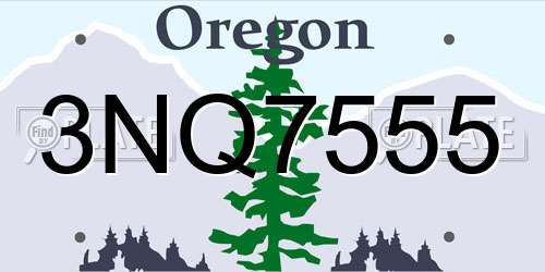 3NQ7555 Oregon License Plate