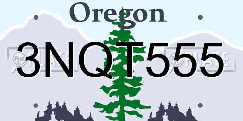 3NQT555 Oregon License Plate