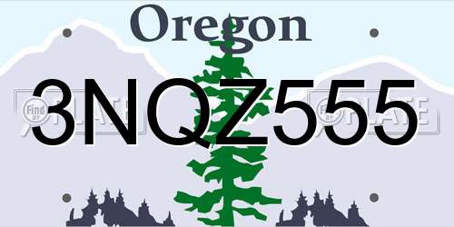 3NQZ555 Oregon License Plate