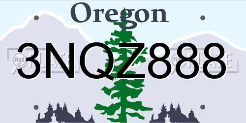 3NQZ888 Oregon License Plate