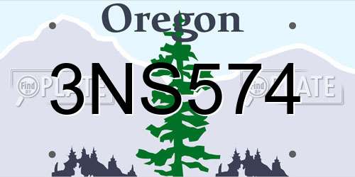 3NS574 Oregon License Plate