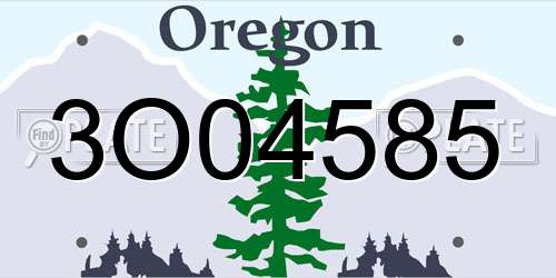 3O04585 Oregon License Plate