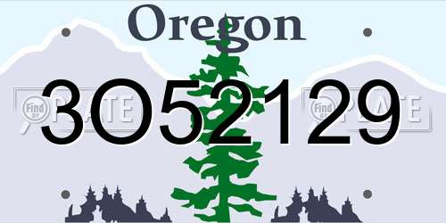 3O52129 Oregon License Plate