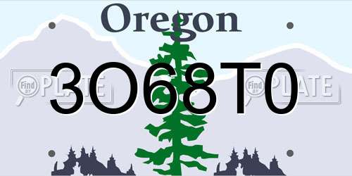 3O68T0 Oregon License Plate