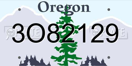 3O82129 Oregon License Plate