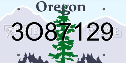 3O87129 Oregon License Plate