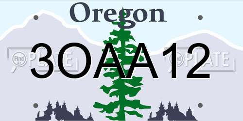 3OAA12 Oregon License Plate