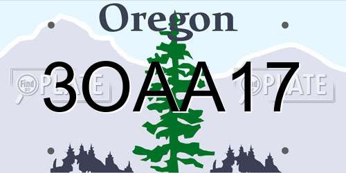 3OAA17 Oregon License Plate
