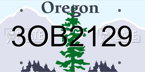 3OB2129 Oregon License Plate