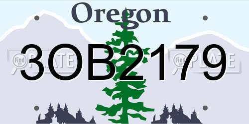 3OB2179 Oregon License Plate