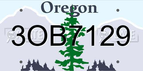 3OB7129 Oregon License Plate