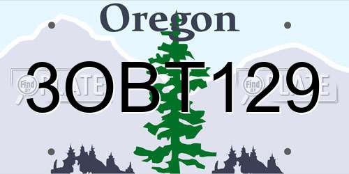 3OBT129 Oregon License Plate
