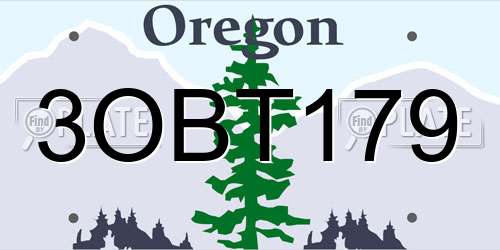 3OBT179 Oregon License Plate