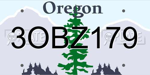 3OBZ179 Oregon License Plate