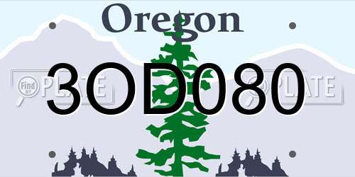 3OD080 Oregon License Plate