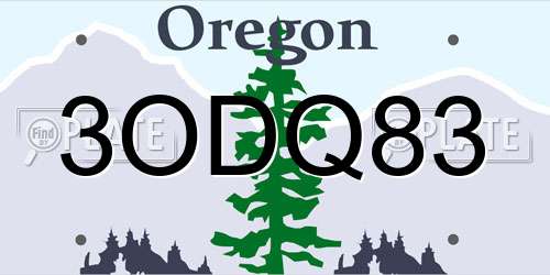 3ODQ83 Oregon License Plate