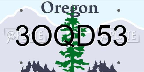 3OQD53 Oregon License Plate