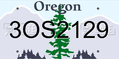 3OS2129 Oregon License Plate