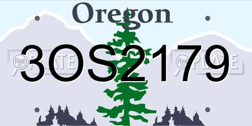 3OS2179 Oregon License Plate