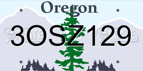 3OSZ129 Oregon License Plate