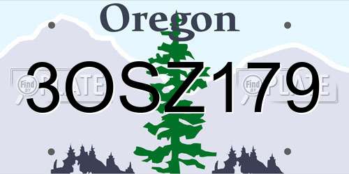 3OSZ179 Oregon License Plate