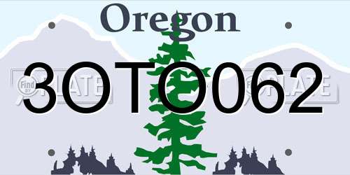 3OTO062 Oregon License Plate
