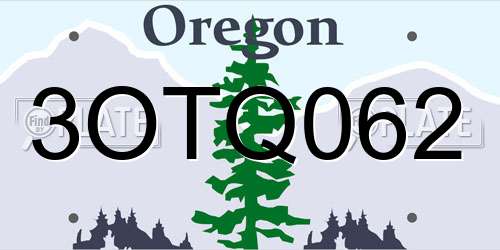 3OTQ062 Oregon License Plate