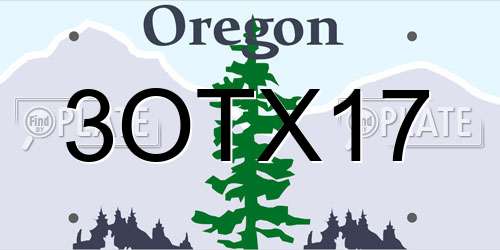 3OTX17 Oregon License Plate