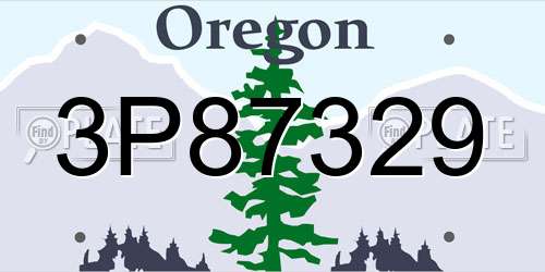 3P87329 Oregon License Plate
