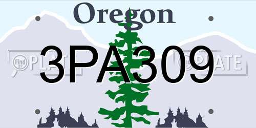 3PA309 Oregon License Plate