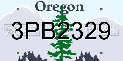 3PB2329 Oregon License Plate