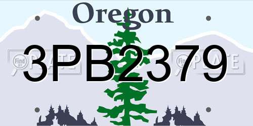 3PB2379 Oregon License Plate