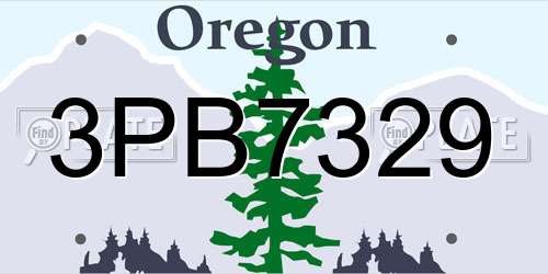 3PB7329 Oregon License Plate