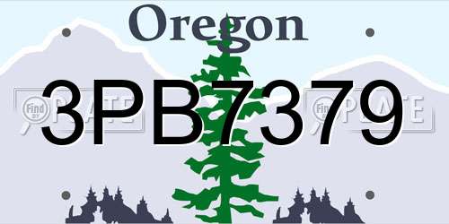 3PB7379 Oregon License Plate