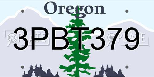 3PBT379 Oregon License Plate