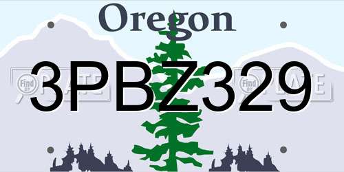 3PBZ329 Oregon License Plate