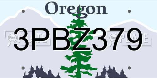 3PBZ379 Oregon License Plate
