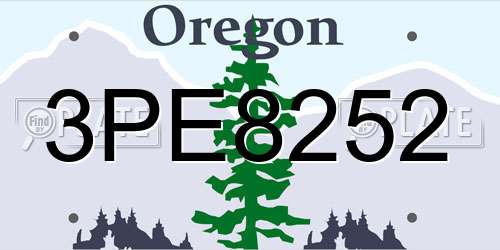 3PE8252 Oregon License Plate