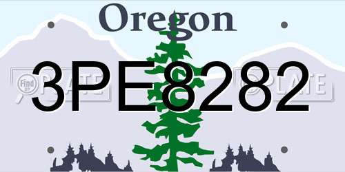 3PE8282 Oregon License Plate