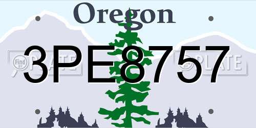 3PE8757 Oregon License Plate