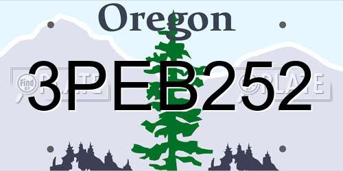 3PEB252 Oregon License Plate